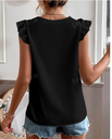 Blusa de Encaje con Manga Casquillo SHEIN