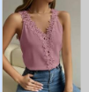 [BLU-SHE-ENC-ROS-L] Blusa Con Encaje Sin Mangas SHEIN