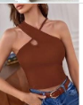 Top corto con tira cruzada unicolor SHEIN