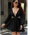 [sS2106050044711347] Vestido Cuello Profundo con apertura en cintura