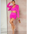 [sz2304268259800028] Top y Falda Sin Blazer SHEIN