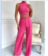 [sz2304076616977766] Conjunto Top con Pantalones Pierna Ancha SHEIN